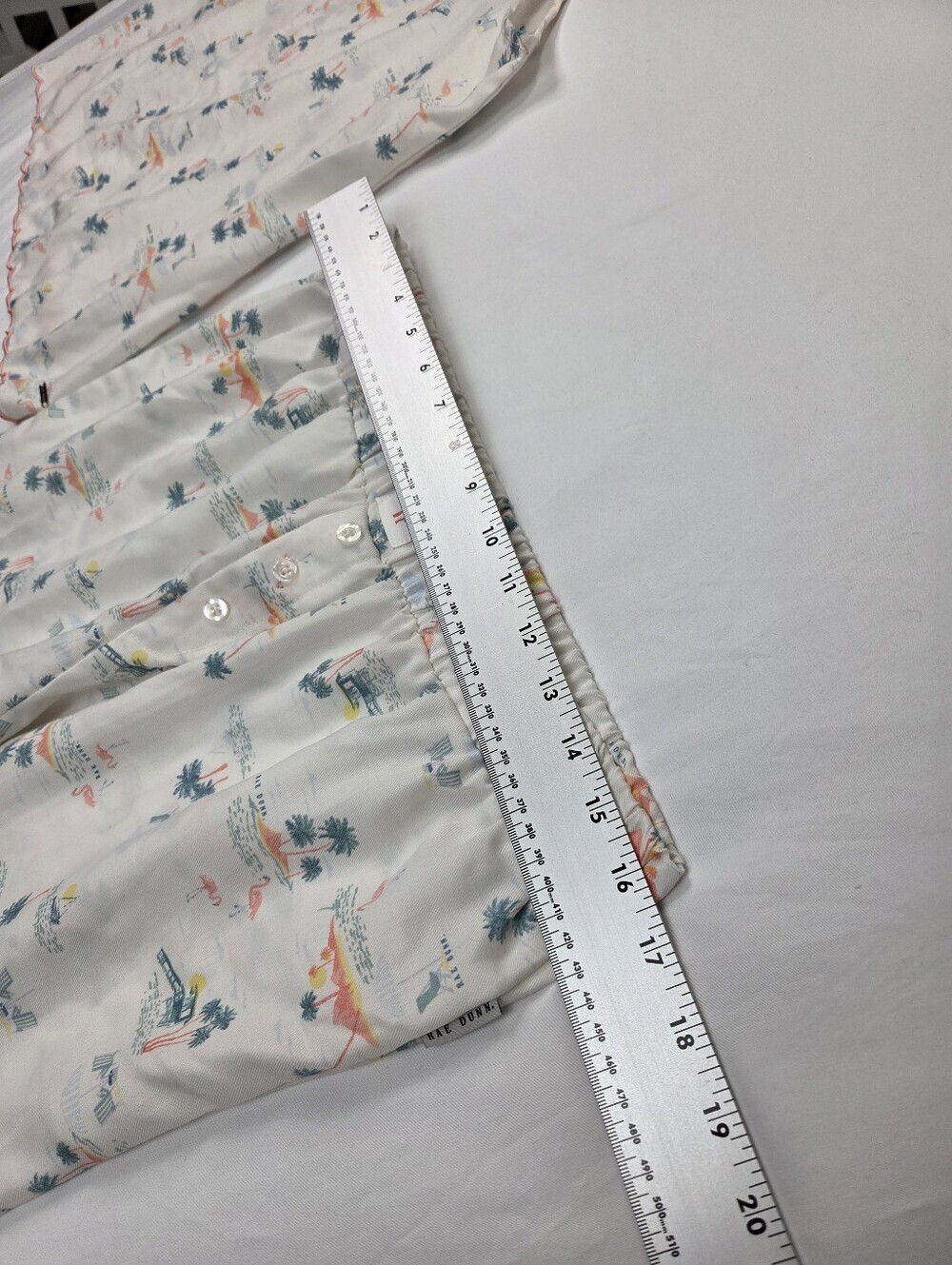 Rae Dunn Beach Print Pajama Set Large Cami Shorts Scalloped Trim Sleepwear - Picture 11 of 14
